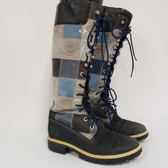 Timberland Womens Patchwork Y2K Riding Boots Size 6 Equestrian Country Grunge - Picture 1 of 16